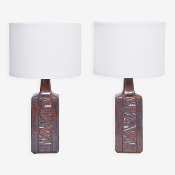 Paire de lampes de table en céramique moderne danoises du milieu du siècle par Desiree Stentoj