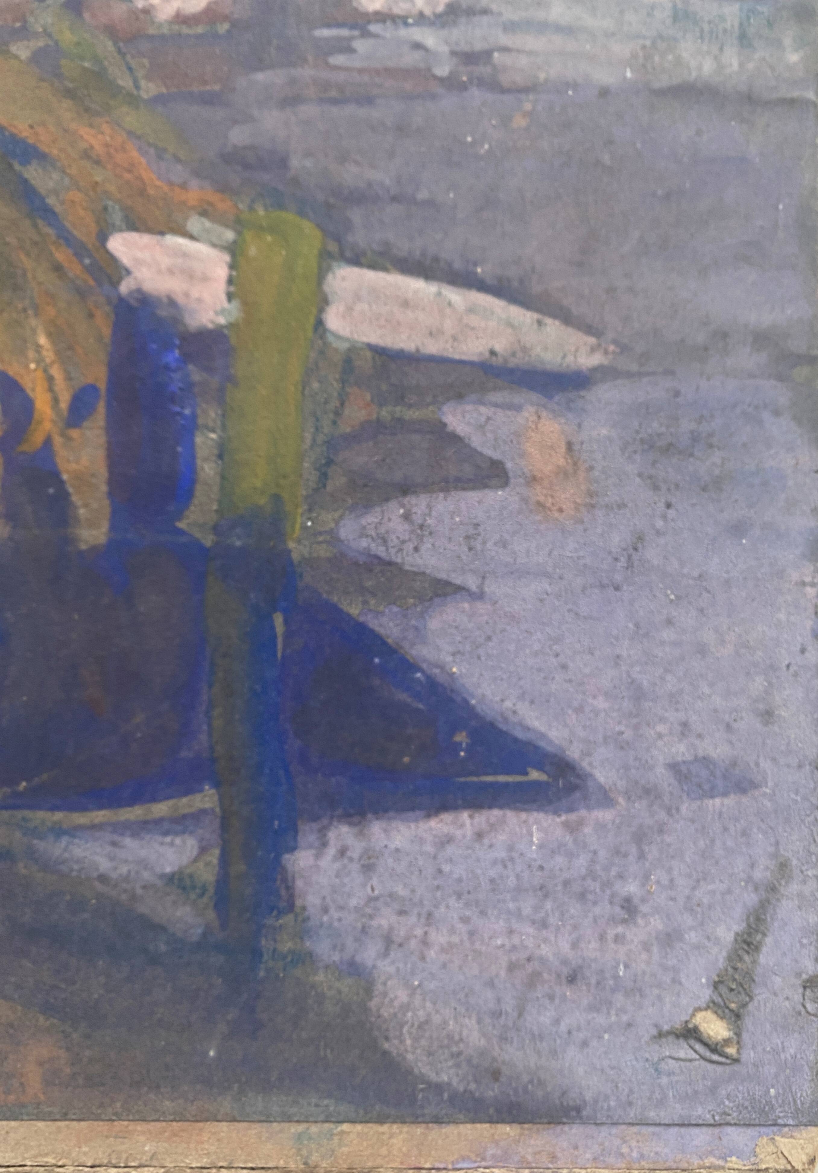 Two-sided painting "The Artist at Work + Landscape" HSP signed E. Bullio (circa 1920)