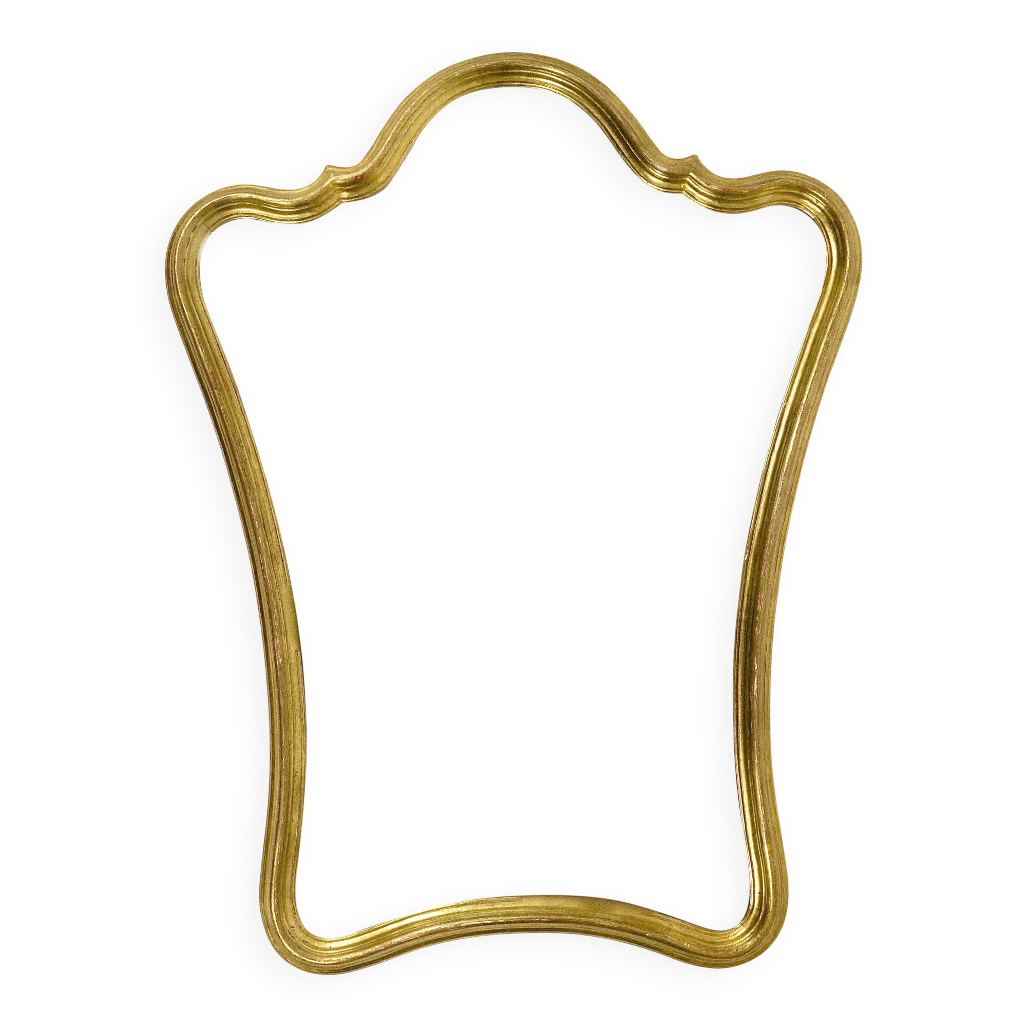 Curved wall mirror in gilded wood Chelini Firenze, mid-century, Italy, 1950s.