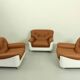 Fauteuil lounge Space Age en fibre de verre et cuir cognac, années 1970