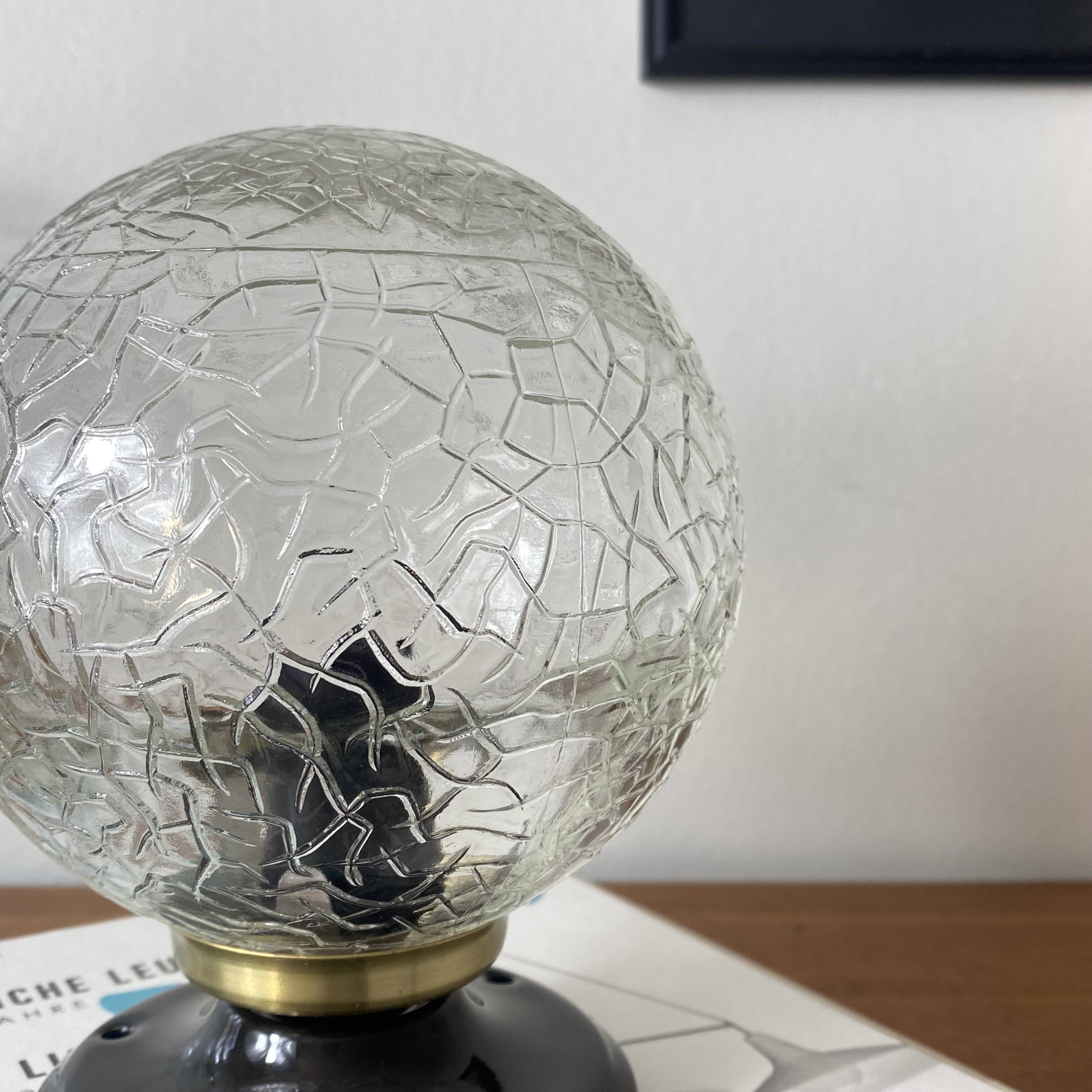 Ceiling light or wall light with cracked glass globe, 13 cm, porcelain rose.