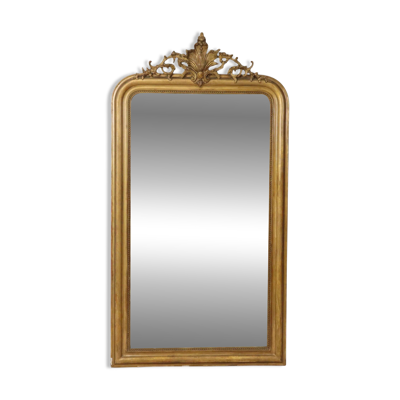 Miroir doré français Louis Philippe antique, fin du 19e siècle
