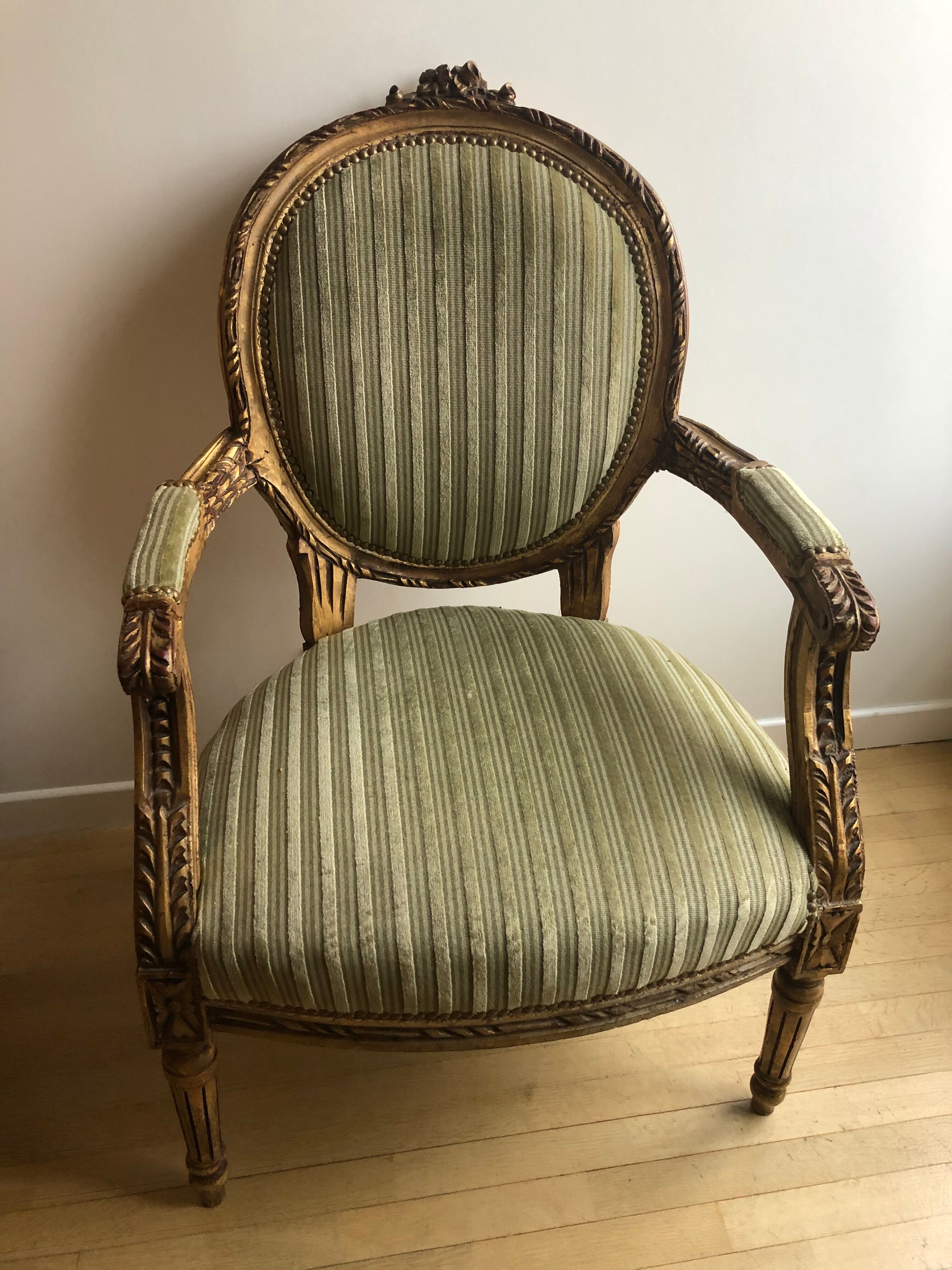 Pair of Louis XVI style armchairs