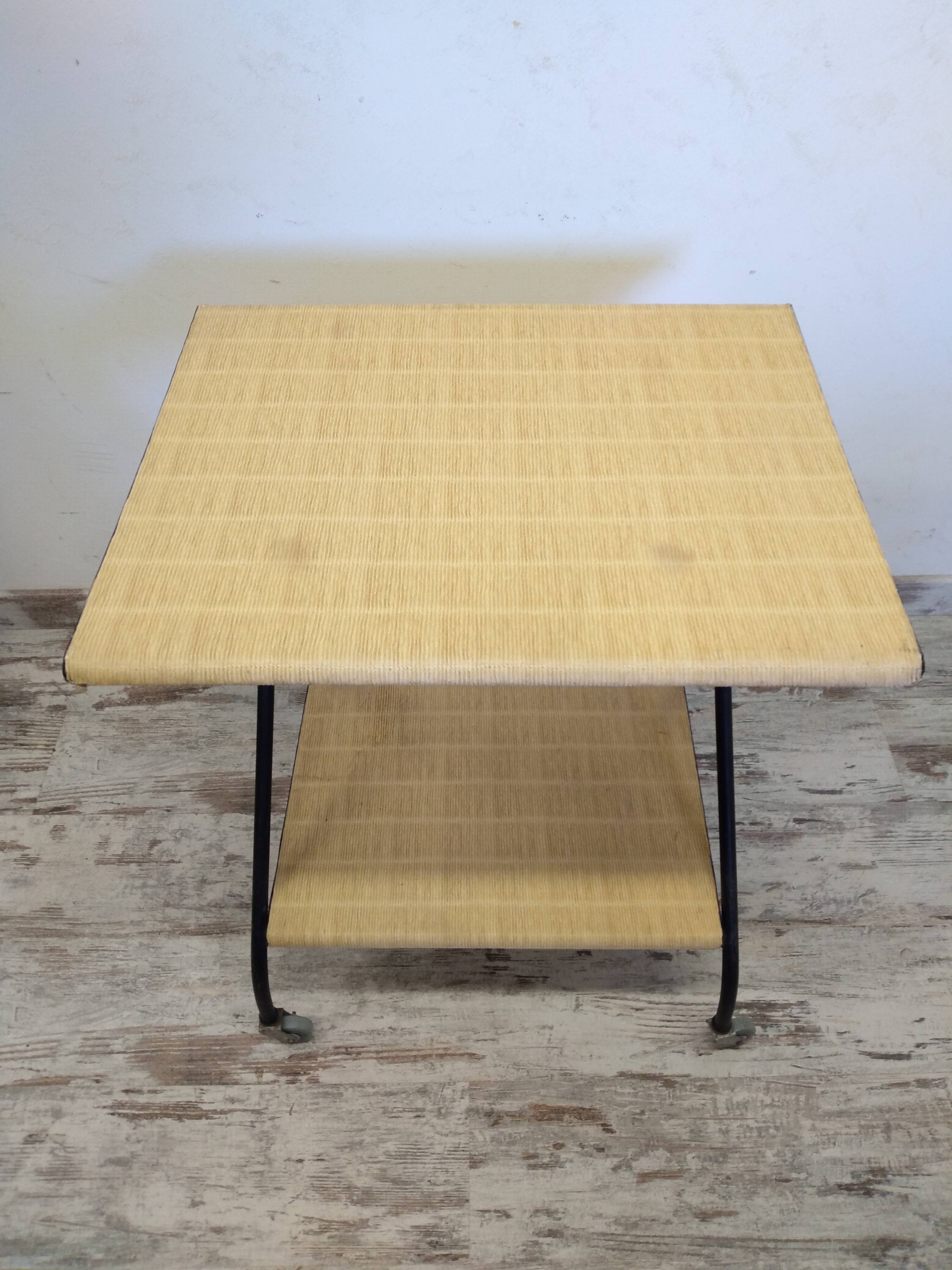 Vintage metal and straw/wicker serving trolley