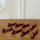 Set of 8 vintage slip knife holders in the shape of red ducks and