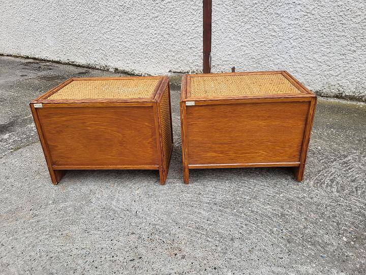 Pair of vintage maugrion rattan nightstands with drawers