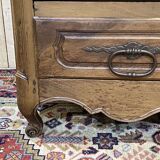 Commode d'époque Louis XV XVIIIème en noyer plateau peint en gris patiné