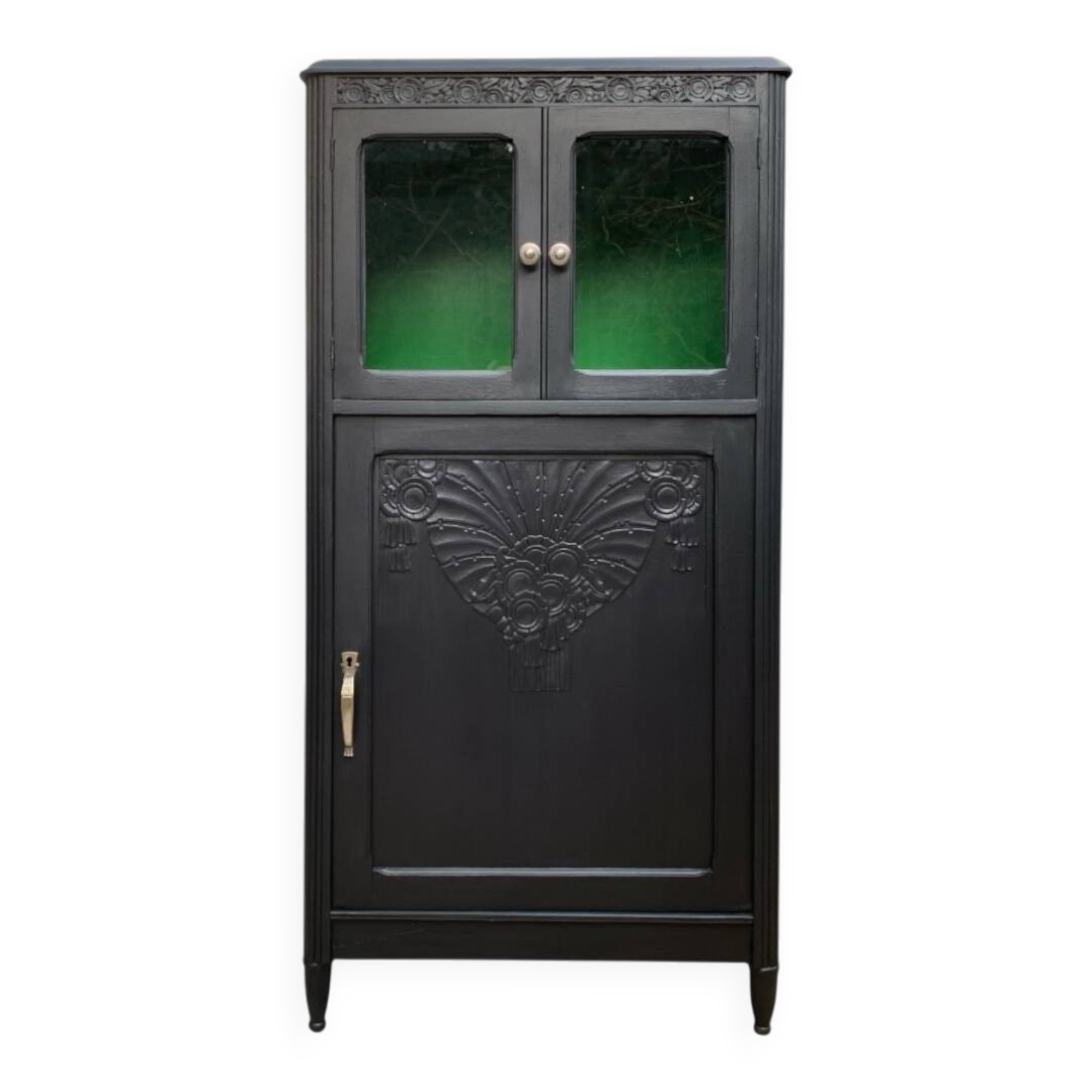 Parisian buffet with black glass front, Art Deco style, 1930