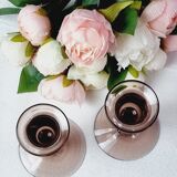 Set of 2 purple blown glass candle holders