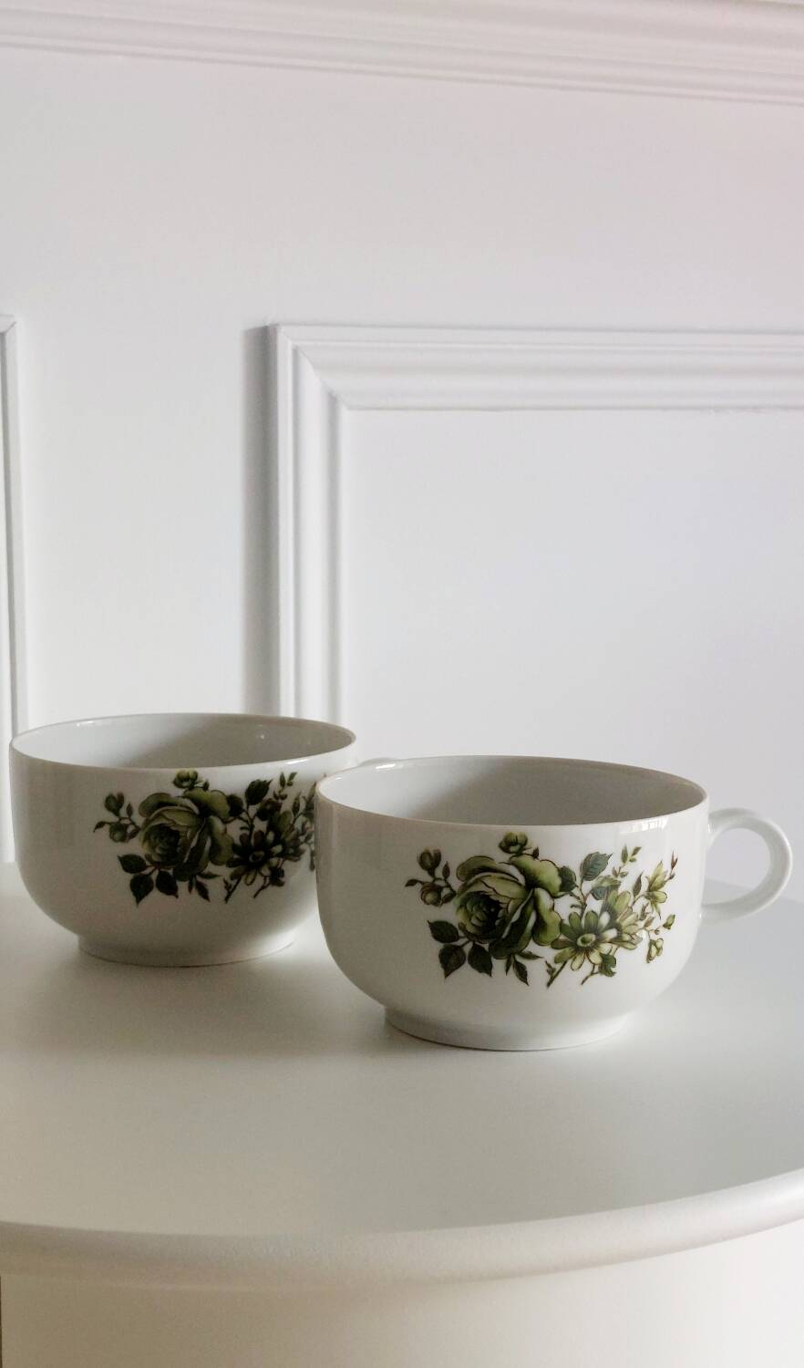 2 tasses en porcelaine Winterling à fleurs vertes