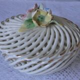 round white ceramic box braided openwork flowers slurry