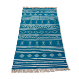 Blue and white carpet handmade 115x185cm