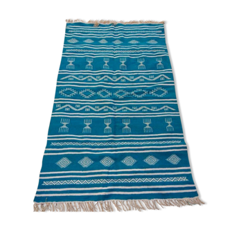 Blue and white carpet handmade 115x185cm