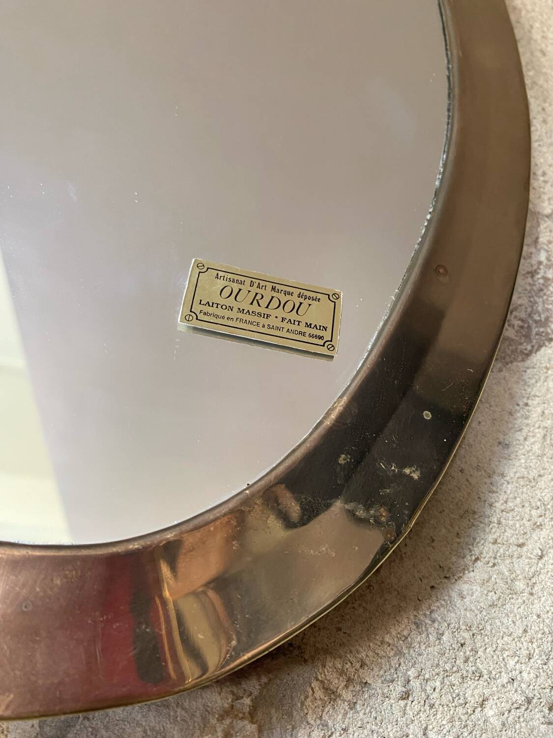 Urdu oval mirror solid brass