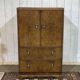 1950s English sideboard with drawers, Art Deco style, in walnut burl.