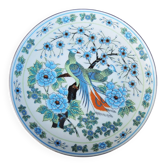 Antique Chinese ceramic plate with peacock decoration