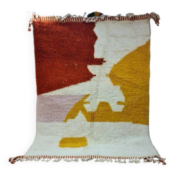 Modern Bohemian Rug 250x150 cm - Abstract Design Multicolor Red and Yellow