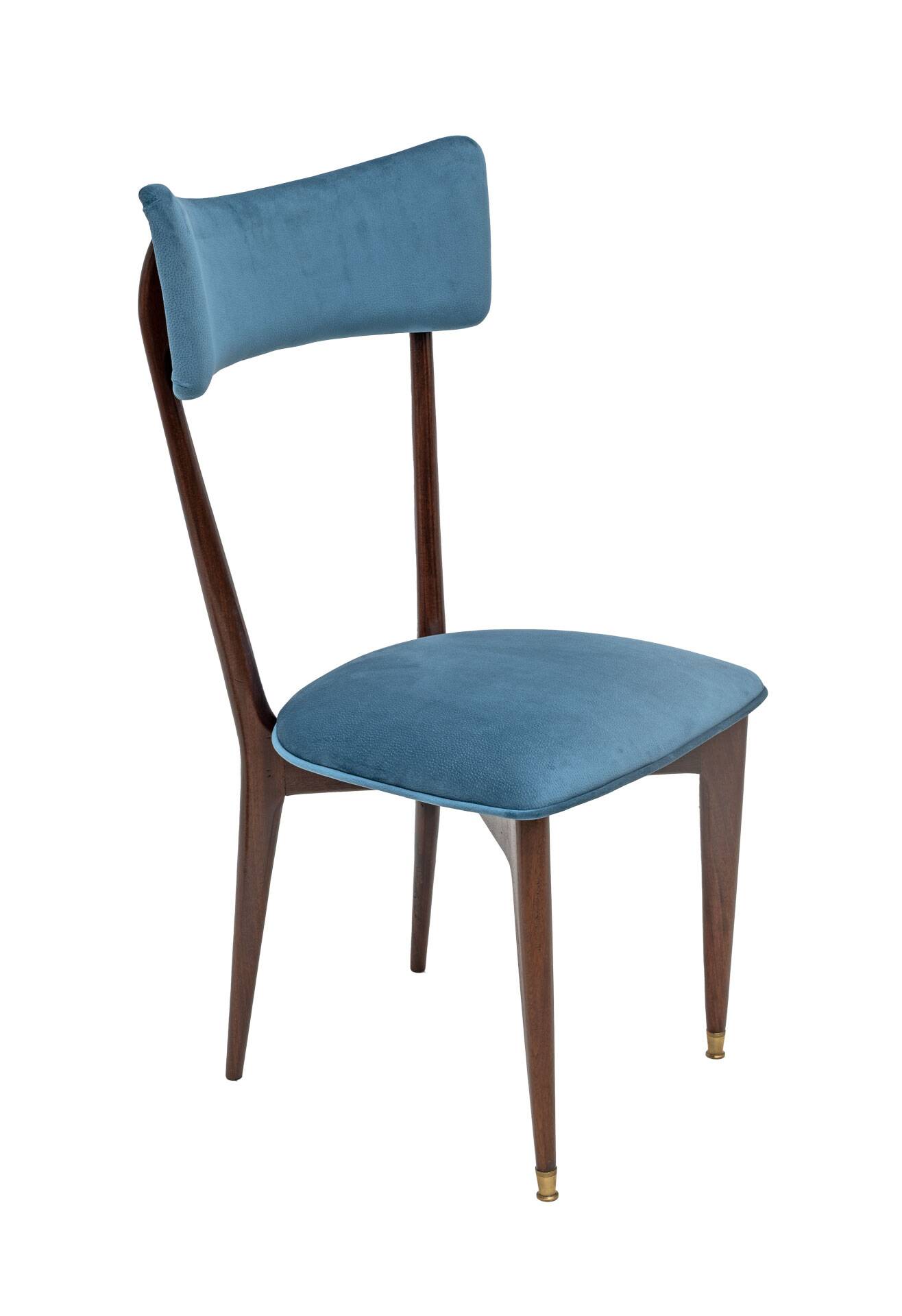 Ico & Luisa Parisi Rare Set of Six Mid-century Modern Velvet Dining Chairs