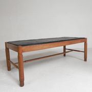 Table basse vintage en chêne avec plateau en ardoise dans un cadre en chêne, années 1960