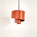 Orange swirl shaped pendant or ceiling lamp by Simon P. Henningsen for Lyfa, Denmark 1960's