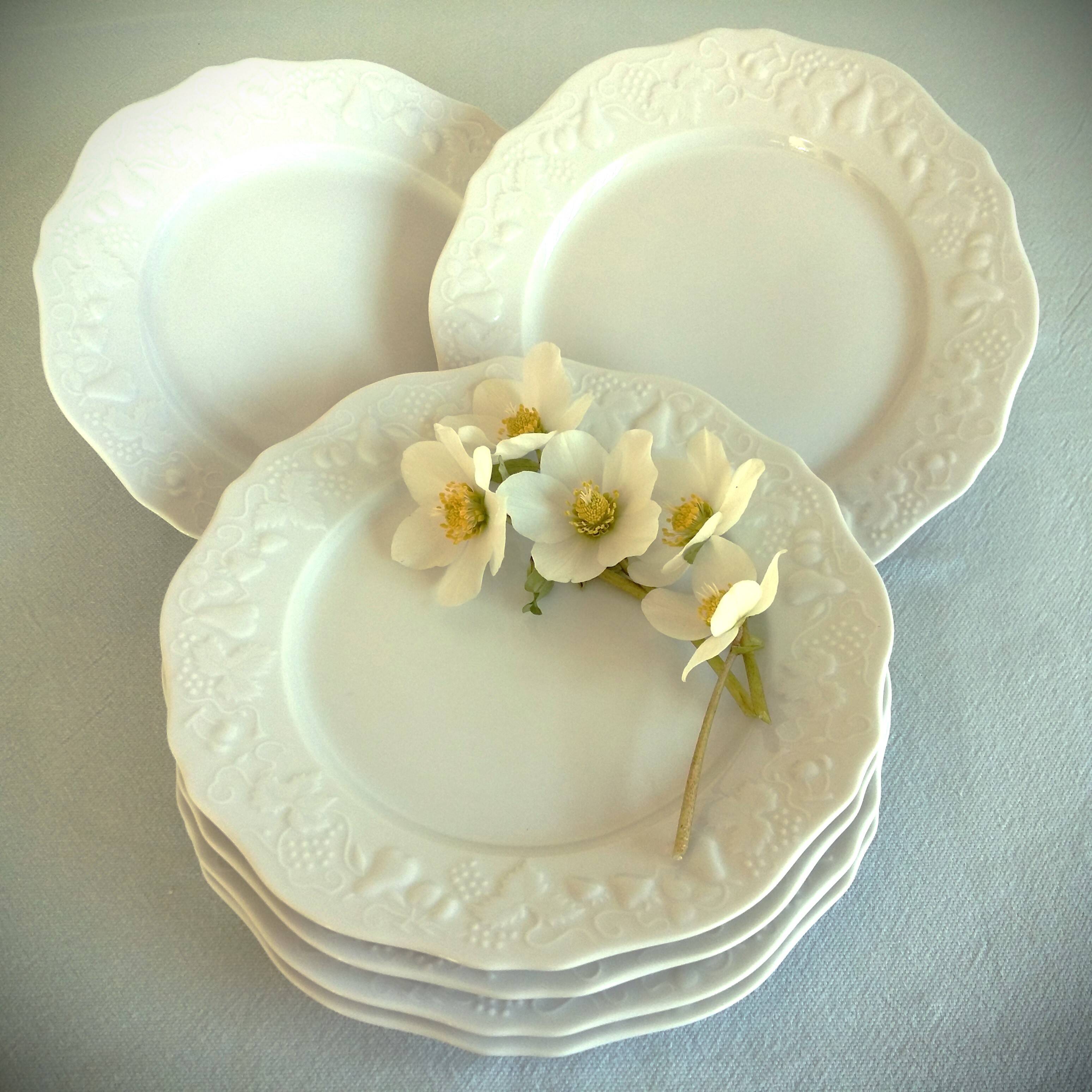 SIX Limoges Dinner Plates.  White Limoges Porcelain Plates.