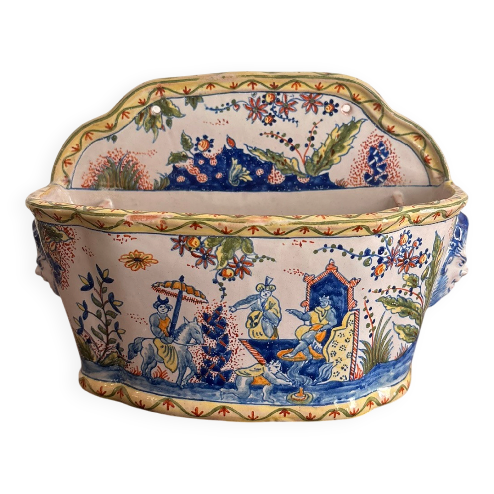 Antique Jardinière Earthenware 19th Century Sèvres Moustiers Macarons Style