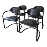 4 Effezeta chairs Italy tubular mid century vintage design 1980