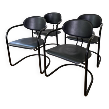 4 Effezeta chairs Italy tubular mid century vintage design 1980