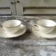 2 tasses et 2 sous-tasses Villeroy & Boch Mettlach ivoire et or