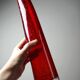 Red blown glass bubble tube vase in Murano style, vintage 80s-90s.