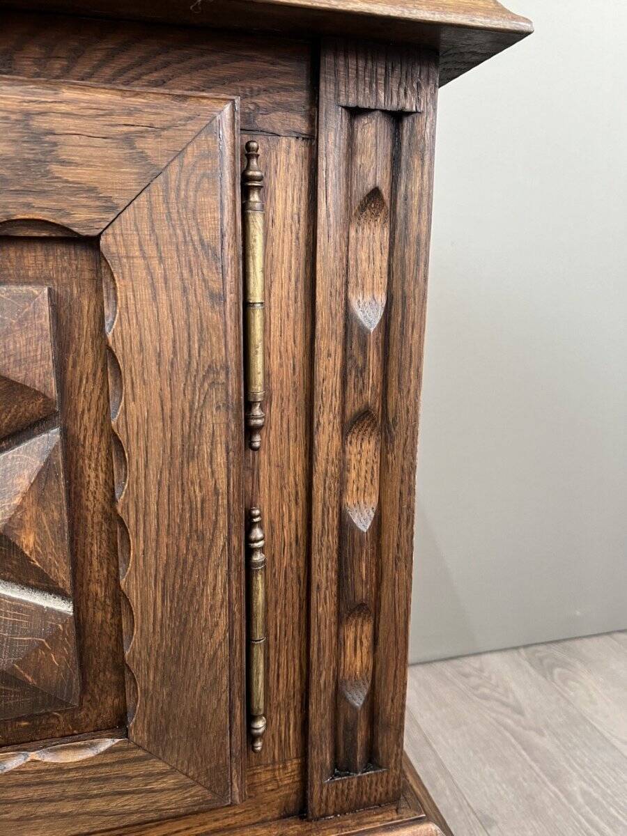 Pair of carved wooden bedside tables, early 20th century