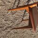 Set of 10 vintage brown skai chairs and 60s/70s wood structure