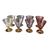 Set of 8 Vintage Italian Murano Style Cocktail Glasses – Gold Lustre – Mult
