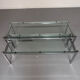 2 large nesting coffee tables in chrome and glass, 1970s design.