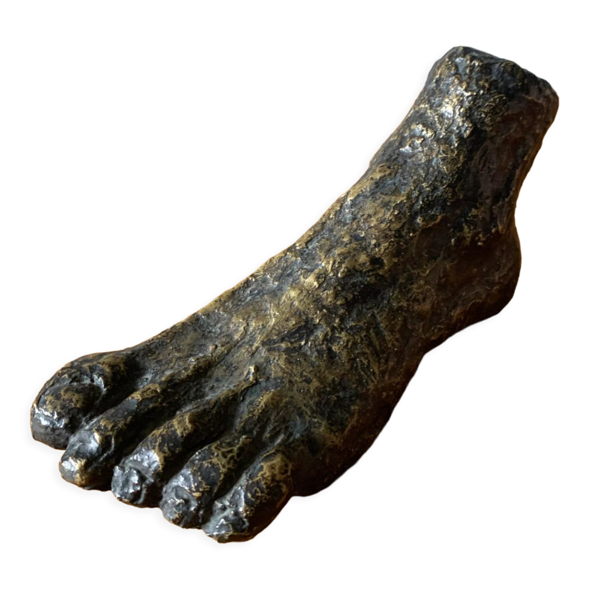Bronze foot signed S. Gronnier and its plaster print