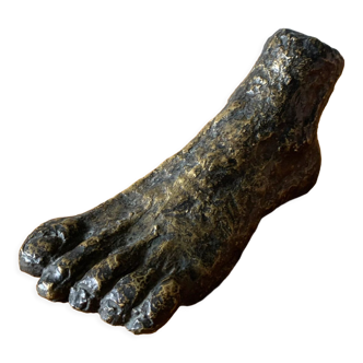 Bronze foot signed S. Gronnier and its plaster print