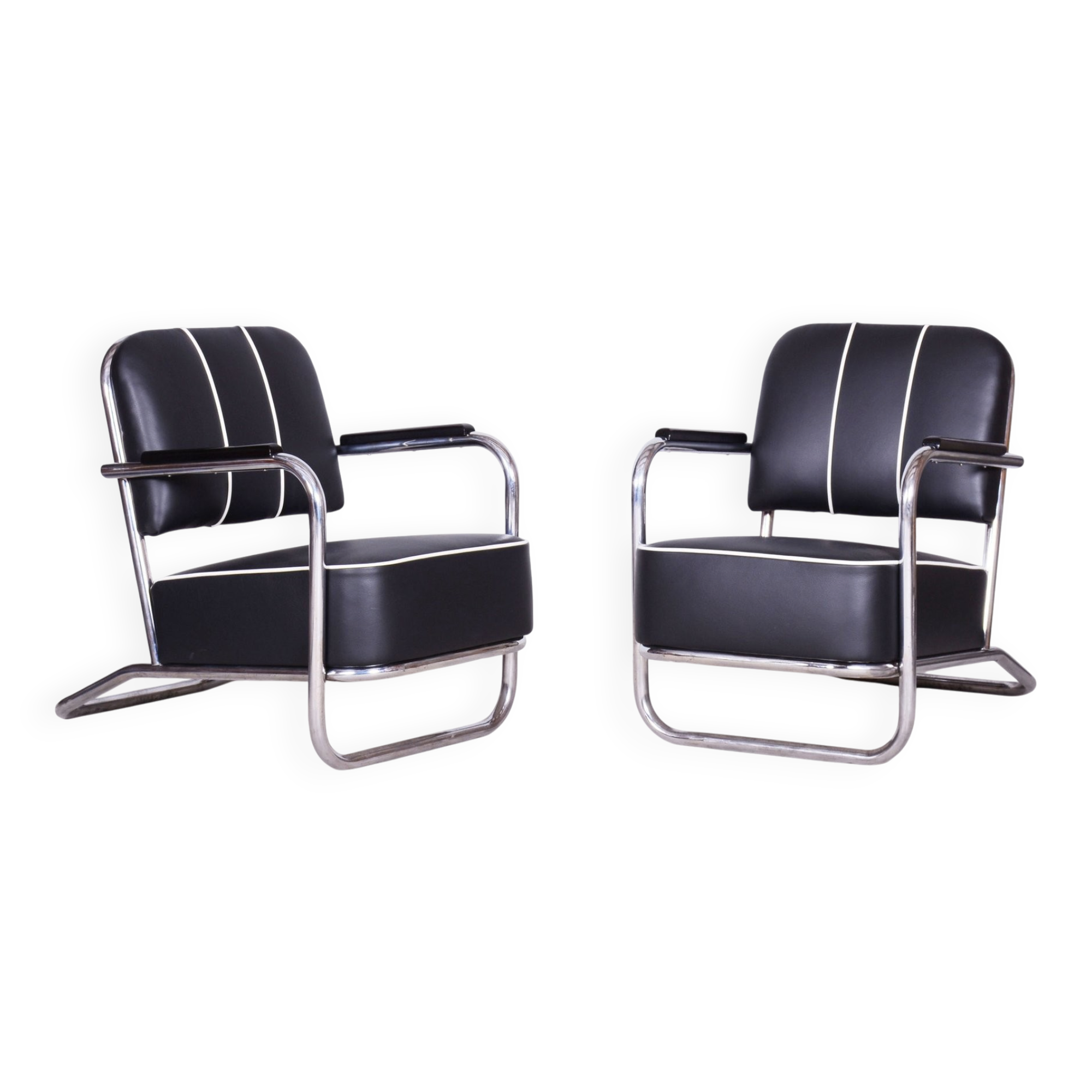 Bauhaus Lounge Chairs in Leather from Mücke Melder, 1930s, Set of 2