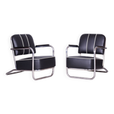 Bauhaus Lounge Chairs in Leather from Mücke Melder, 1930s, Set of 2