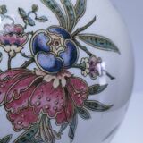 round vase earthenware brass decorated with flowers and insects early 20th century