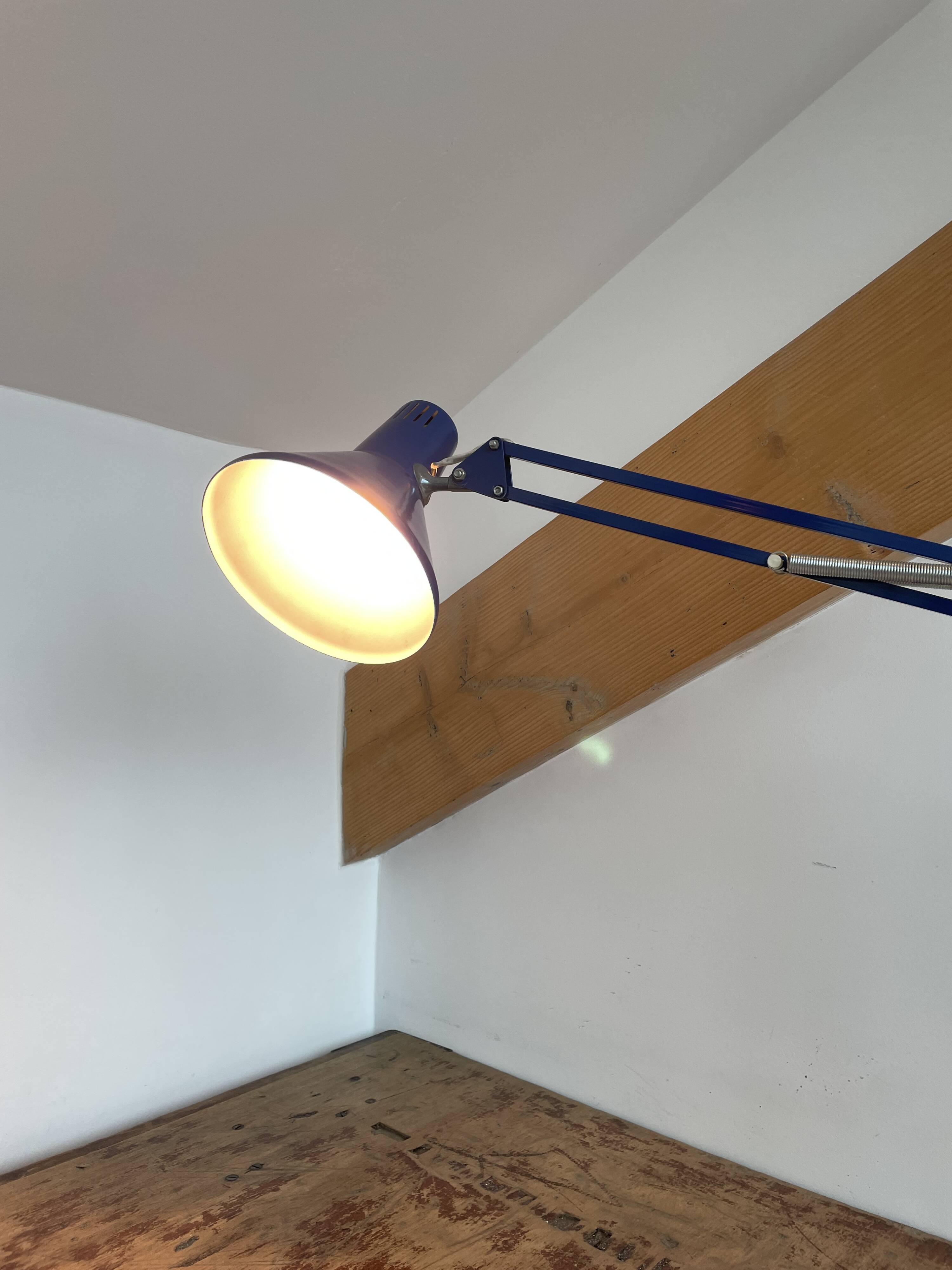 Vintage, architect lamp, articulated lamp, Twist brand, Model T1, 1970s, blue, décor