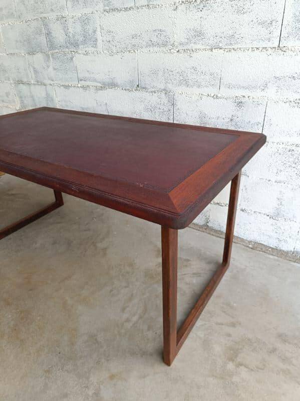 bureau anglais bois cuir et acier recyclé
