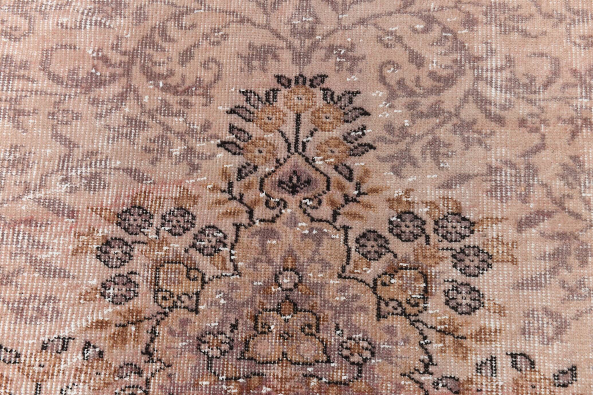 Pink Rug  266x173 cm Pastel Pink Vintage Carpet , Hand Made Wool Carpet.