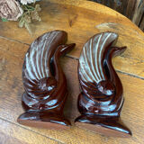 Pair of ceramic vases in the shape of swans.