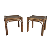 Pair of bedsides in vintage rattan 70's
