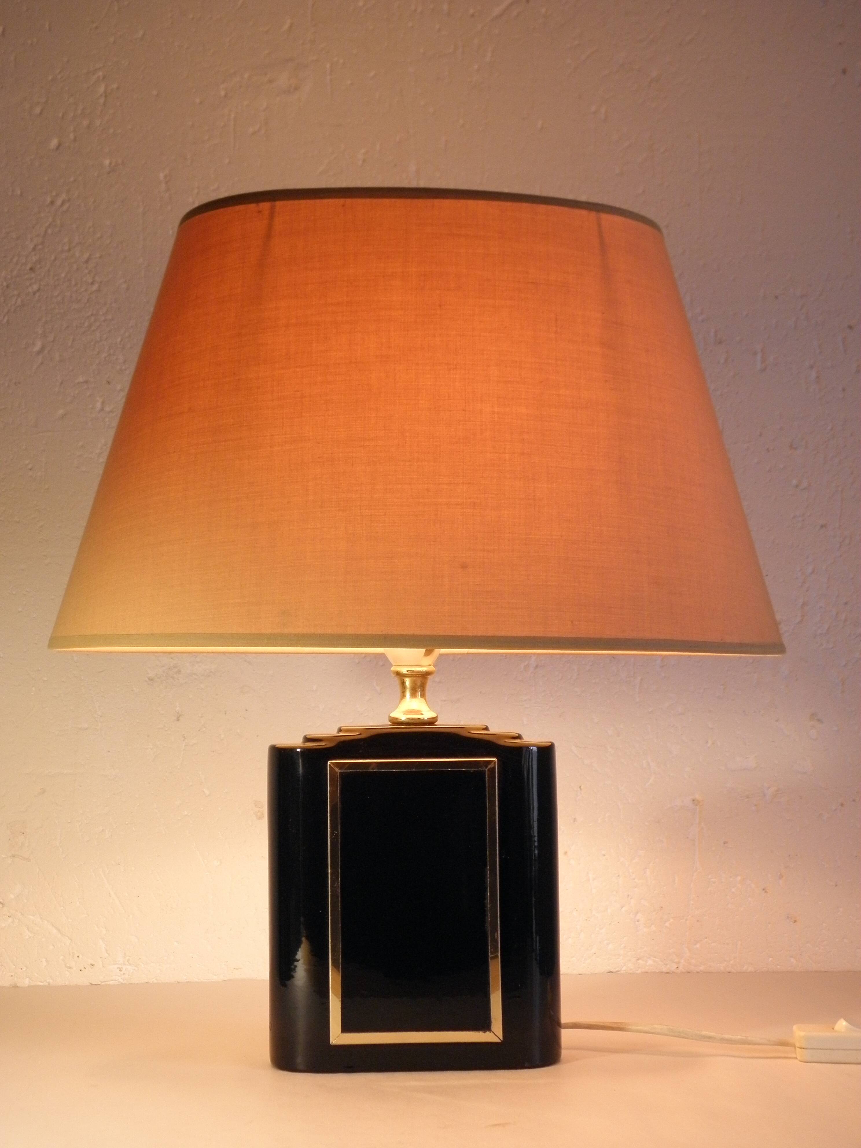 Lampe de table noir et or annees 70-80