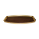 golden metal lace serving tray and wood veneer