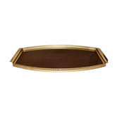 Plateau de service dentelle de metal doré et placage bois