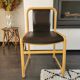 Vintage wooden chair with skai leather seat, 1990