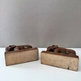 Serre-livres éléphants en bois, milieu XXème