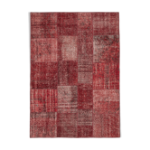 Hand-knotted turkish vintage 170 cm x 241 cm red patchwork carpet